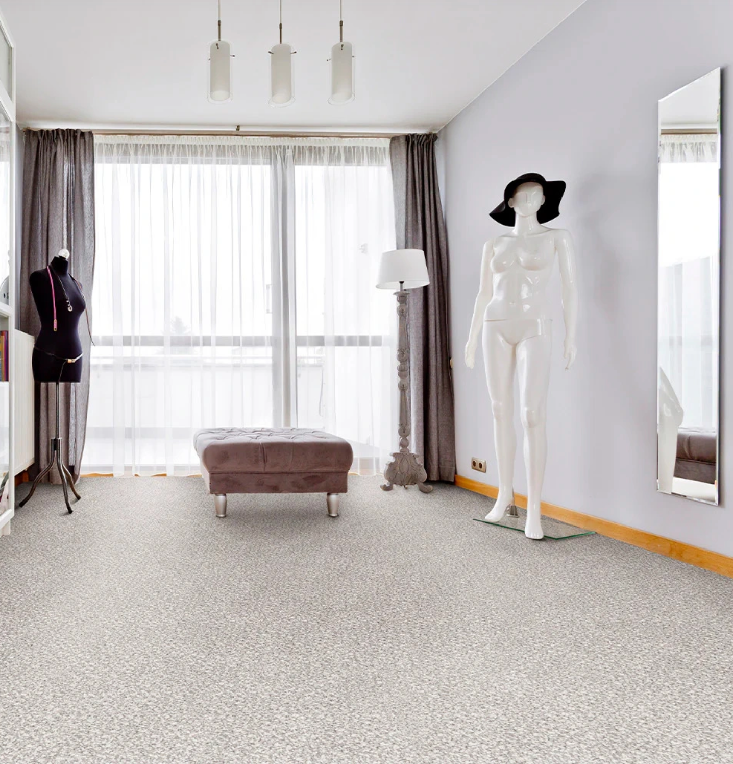 Room with newly installed carpet